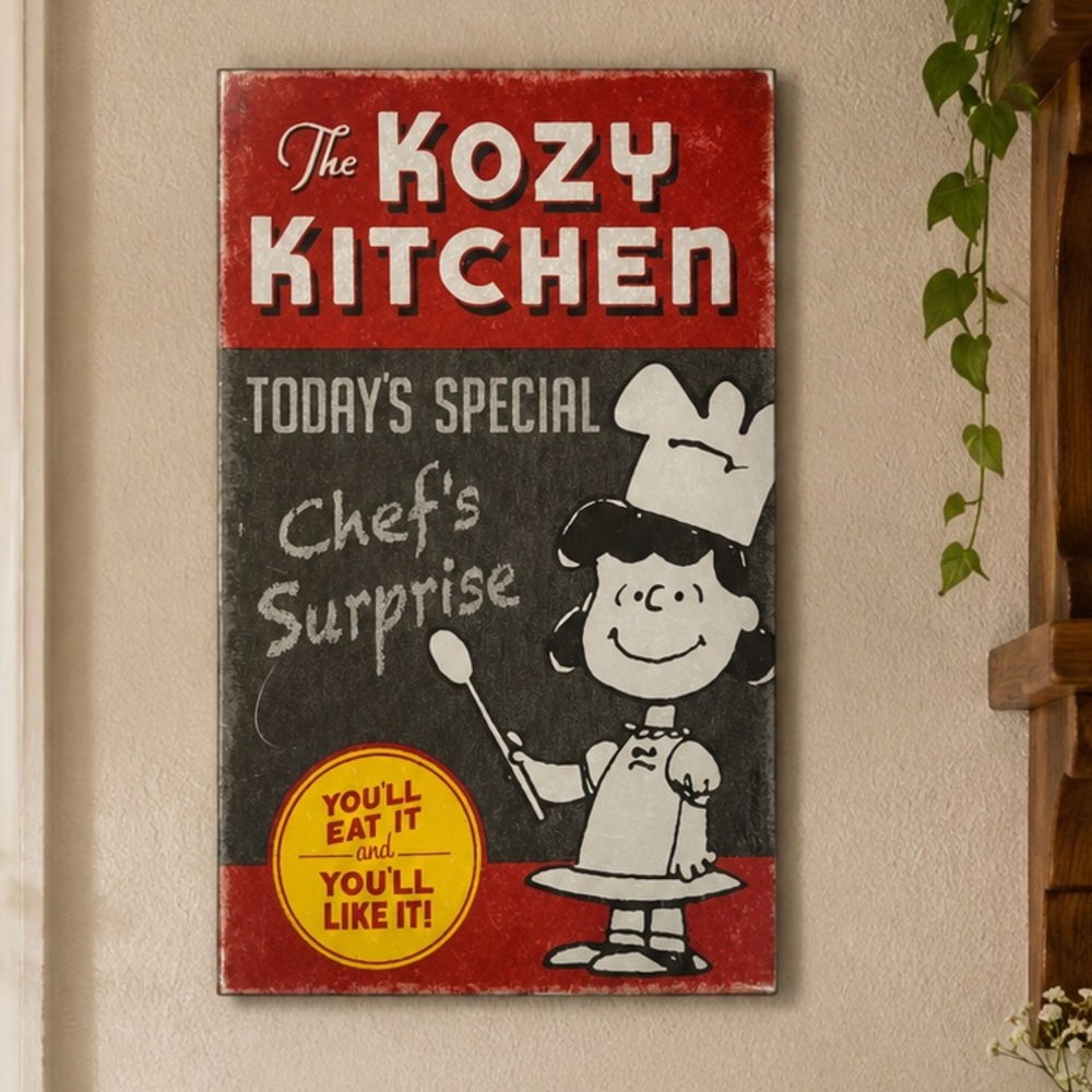 Hallmark Peanuts Lucy Kozy Kitchen Metal Sign